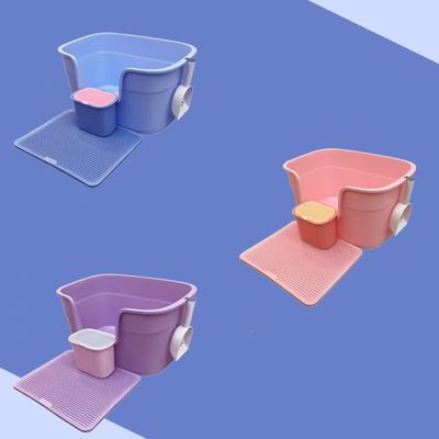 Good price Purple Blue Semi Closed Litter Box Anti Splash Open Cat Litter Tray online