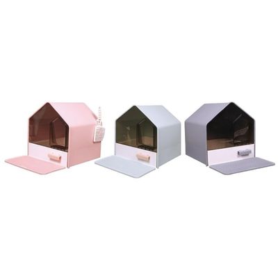 Good price Gray Pink Semi Enclosed Litter Box OEM / ODM Semi Closed Cat Litter Box online