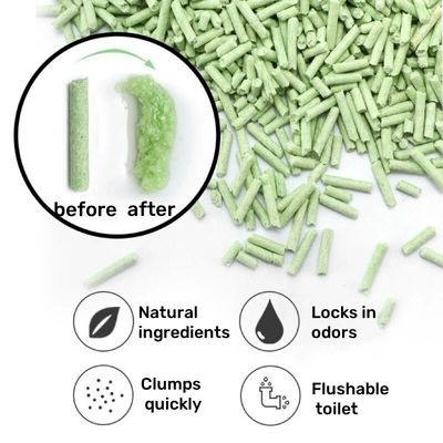 Good price Easy Scooping Green Tea Litter Plant Based Sustainable Tea Potty Cat Litter online