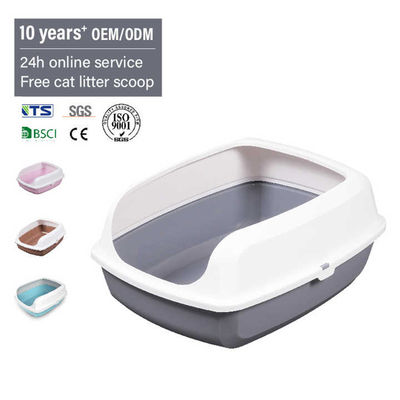 Anti Splashing Brown PET Plastic Semi Enclosed Cat Litter Box For Pet Supplies